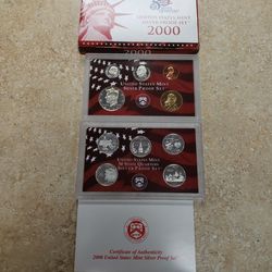 US Mint 2000 Silver Proof Set With Certificate 