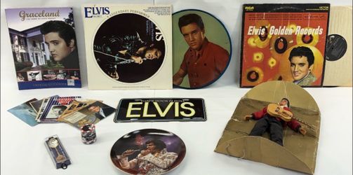 Elvis Presley Memorabilia Collection – Records, Cards, Figure, Plate & Graceland