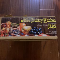 Vintage Kerr Country Kitchen Decorated Jelly/Relish Jars N Lids New