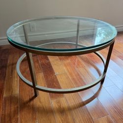 Modern Round Glass & Gold Coffee Table