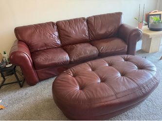 Red 100% leather couch