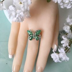 Green Butterfly Ring, Size 9