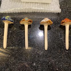 4 Ceramic Mushroom Statue  Decorations 4.5”