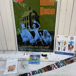 Vintage Disney Lot Pins, Star Wars Bob Gurr Poster Signed