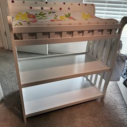 Children Infant Changing Table with Pad, White
