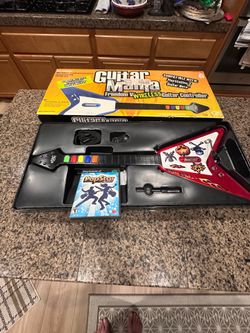 PS2 Game popstar guitar with Guitar Mania Guitar no receiver