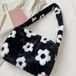 Plush Underarm Bag, Ladies Fluffy Shoulder Bag, Women Furry Purse Fluffy Tote Bag