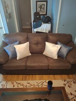 Sofa and love seat with cushions