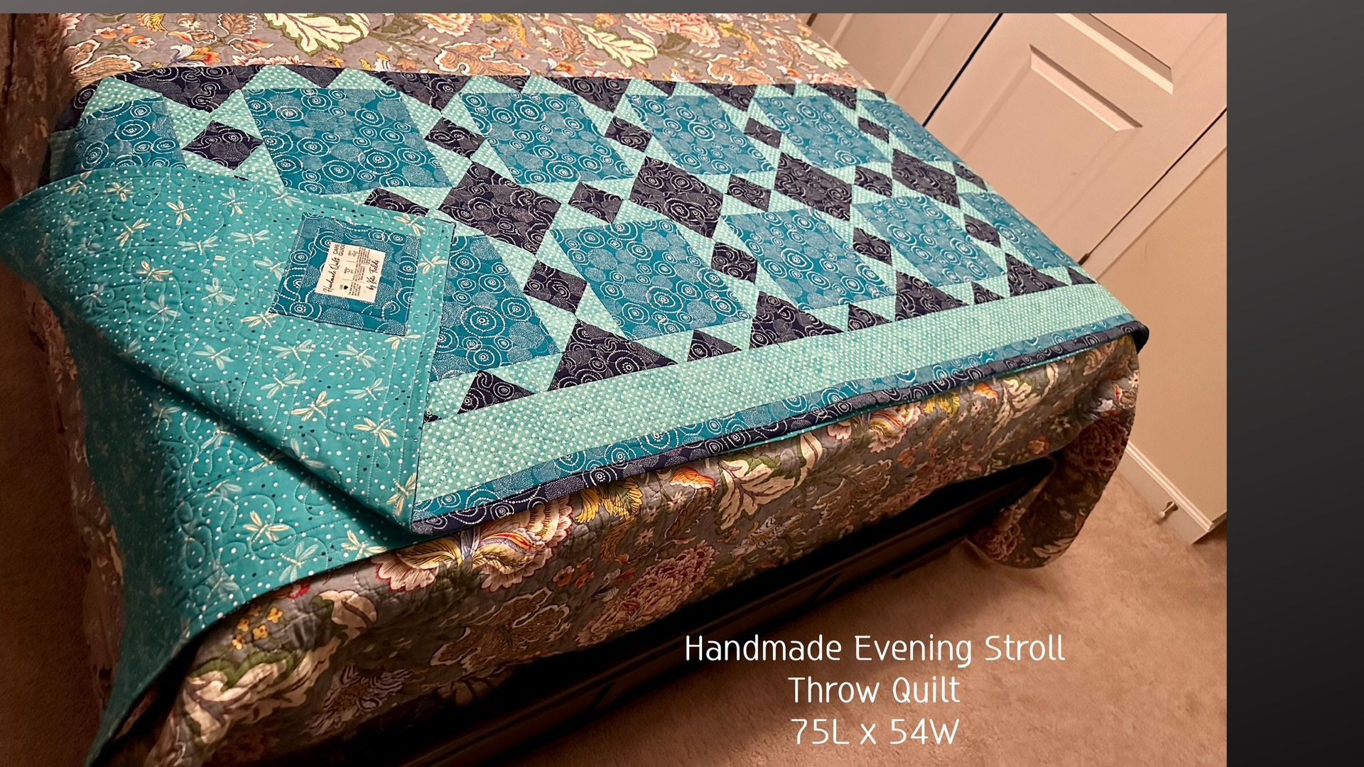 Handmade Large Throw Quilt "Evening Stroll" 54x75