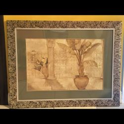 "Garden" Glass Framed Painting - $140 