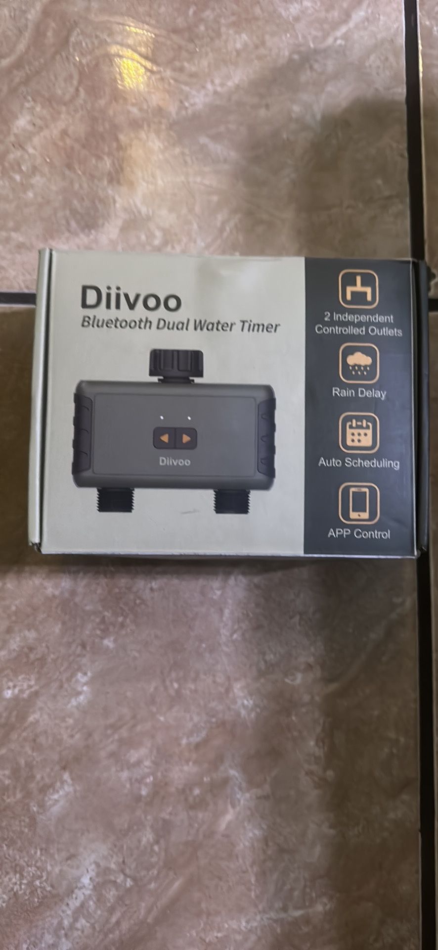 Bluetooth Water Timer 2 Zone, Diivoo Smart Irrigation Sprinkler Timer Up to 40 Separate Programmable Schedules, Hose Timer with Rain Delay and Manual 