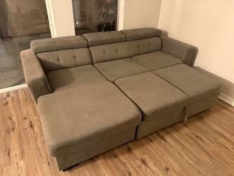Large 3-Piece Sectional Sofa – Sleeper + Storage Chaise