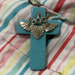 Beautiful Large Faux Turquoise Pendant 