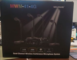 MELONARE MWM-41-4G Quad Channel Wireless Conference Gooseneck Microphone System