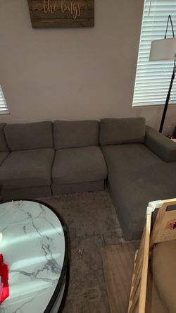 Gray Fabric Sectional Sofa