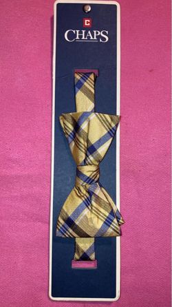 Chaps Plaid Bow Tie Yellow Blue