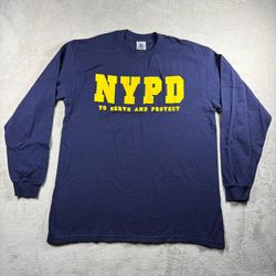 Vintage New York City NYPD Men’s Large Blue T Shirt To Serve And Protect 90s#672