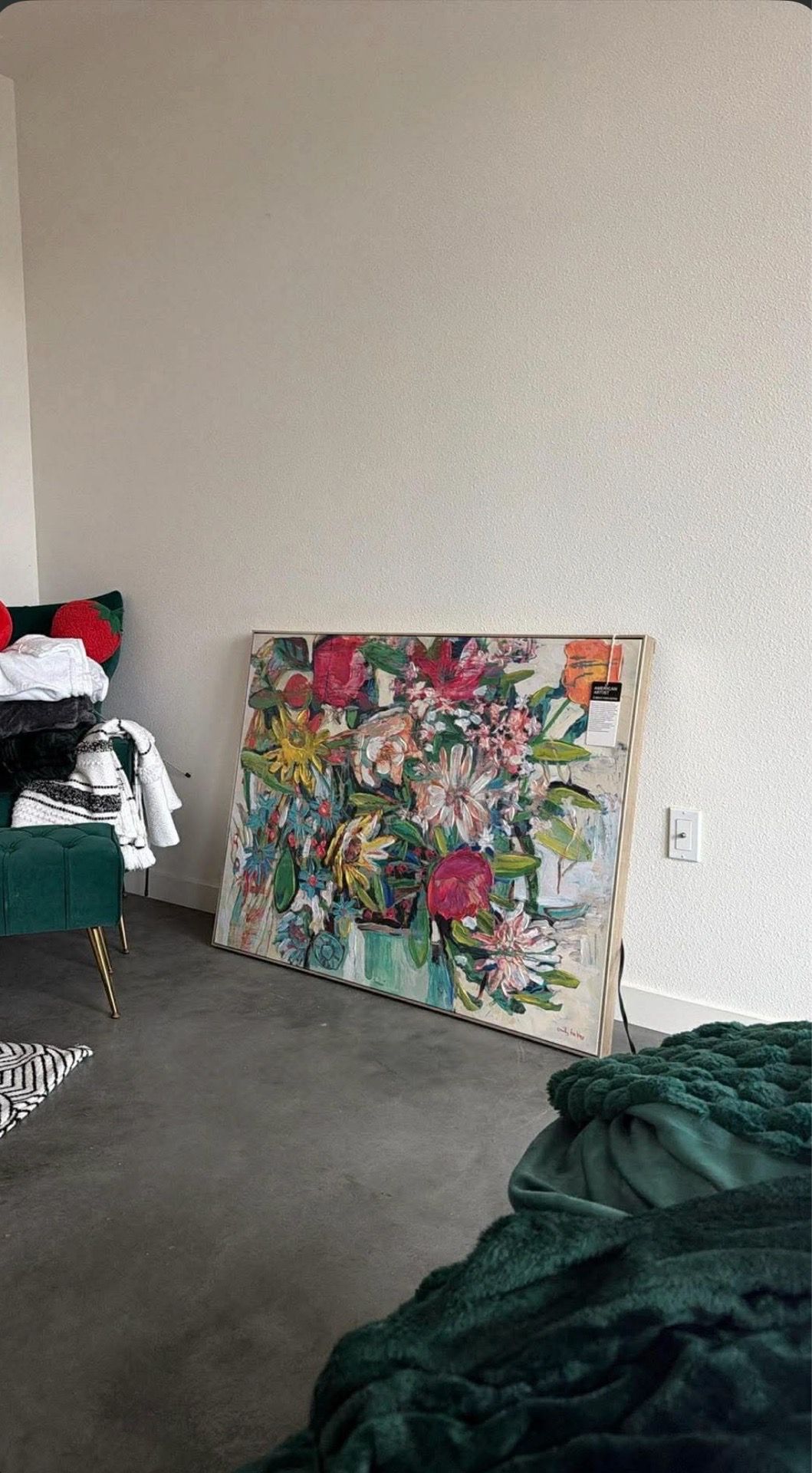 Floral canvas print with textured paint 40x60