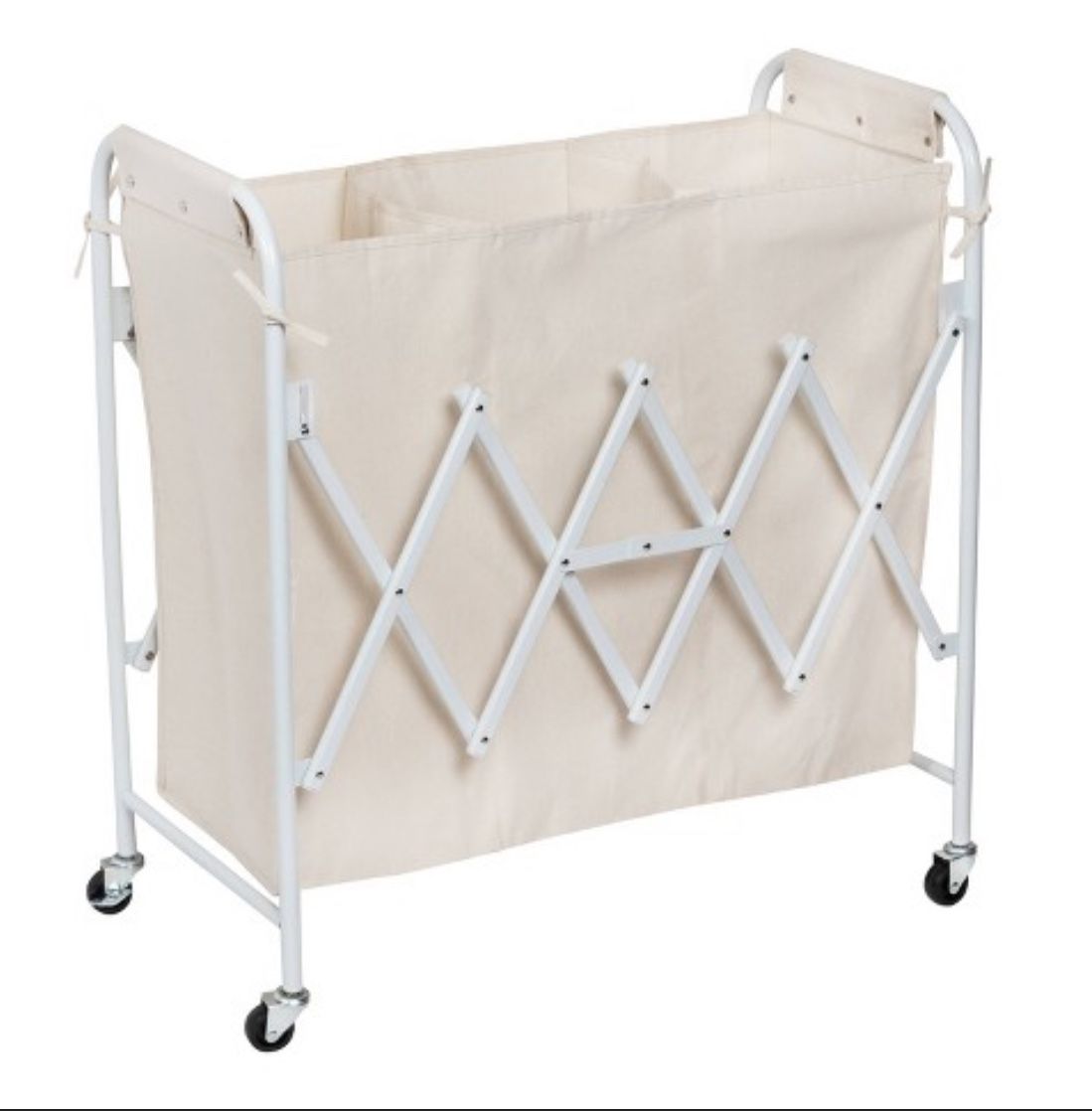 Gorgeous Triple Sorting White With Wheels Laundry basket.