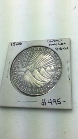 1826 8 Reales Large Silver  Coin Central America   Certified authentic