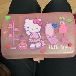 Hello Kitty Sanrio Pink Glitter Pencil Storage Box 2007