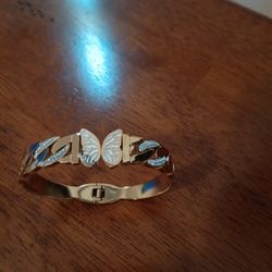Brand New Stainless Steel With Gold Plating Butterfly Bracelet 