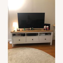 IKEA Hemnes TV Stand White with Oak Top