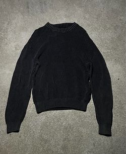 Black Chunky Knit Crewneck Sweater