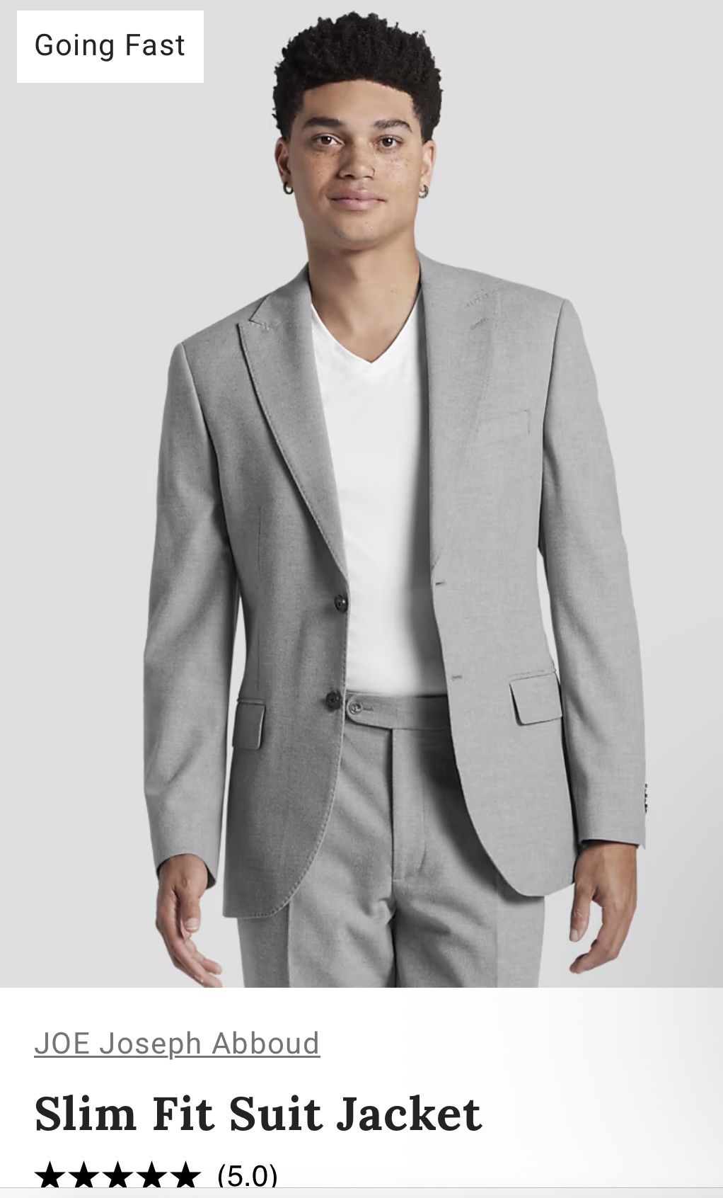 Joseph Abboud Grey Slim Fit Suit - 42 Regular - 33x32