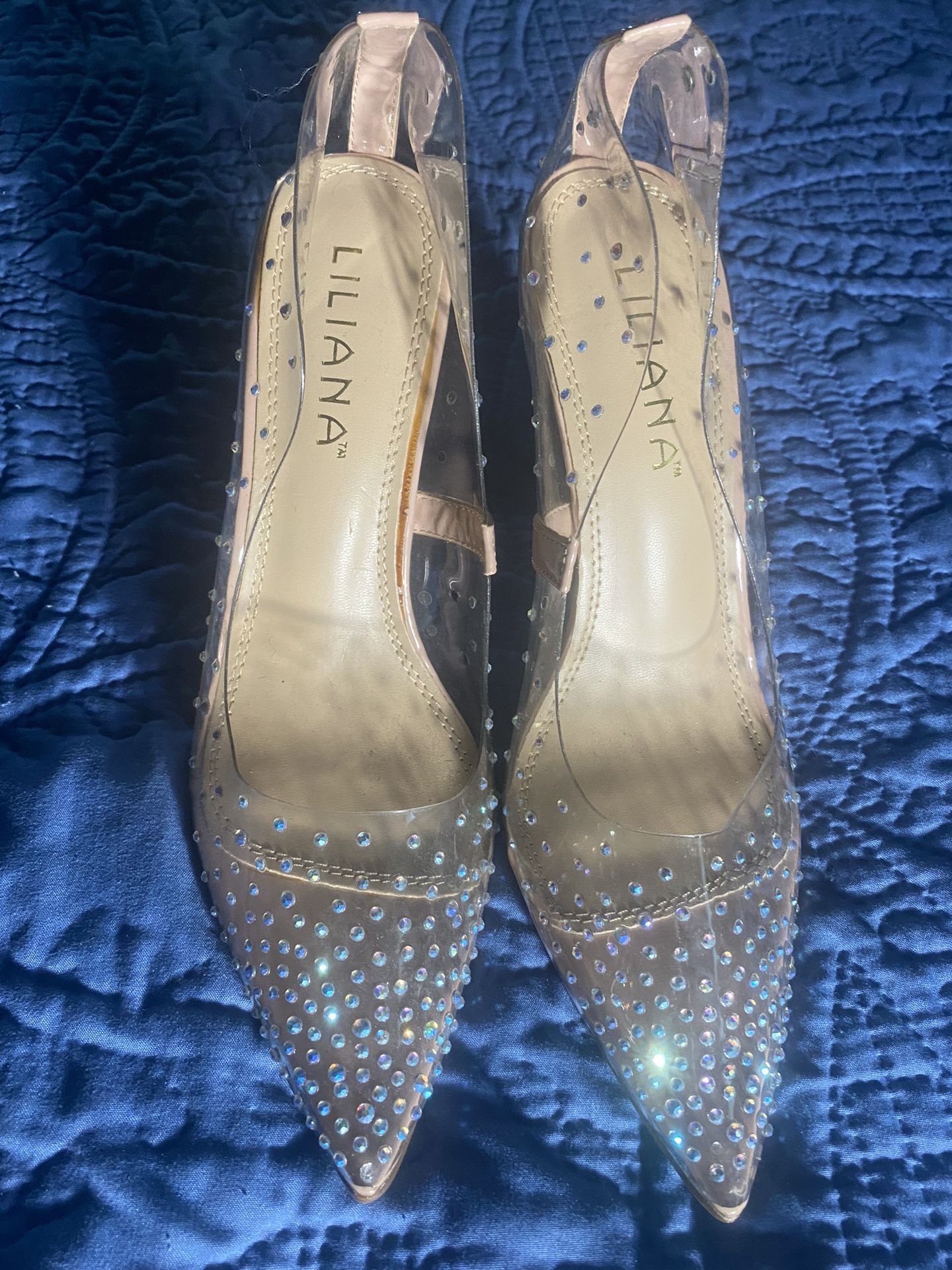 Clear Rhinestone High Heels. Size 10