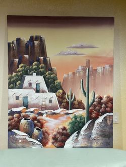 Southwest Village Large 3D Texture (Signed Painting)