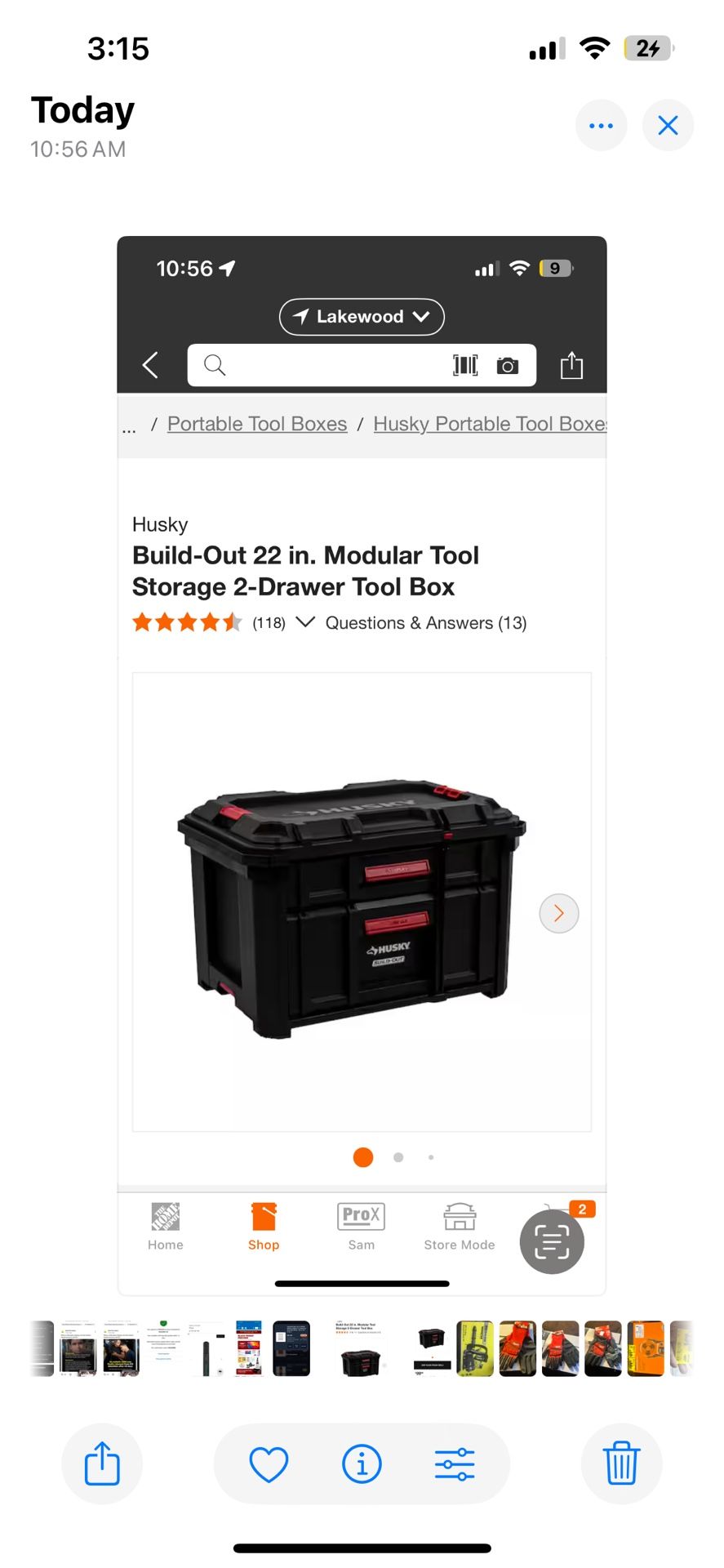 Husky Build-Out 22 in. Modular Tool Storage 2-Drawer Tool Box