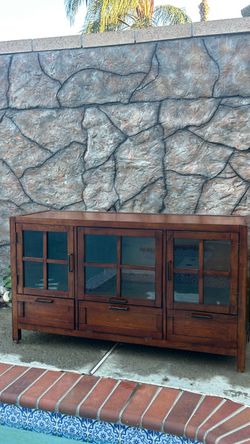 Wooden Glass-Front Display Cabinet