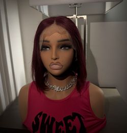10 Inch Burgundy Wig – 100% Human Hair