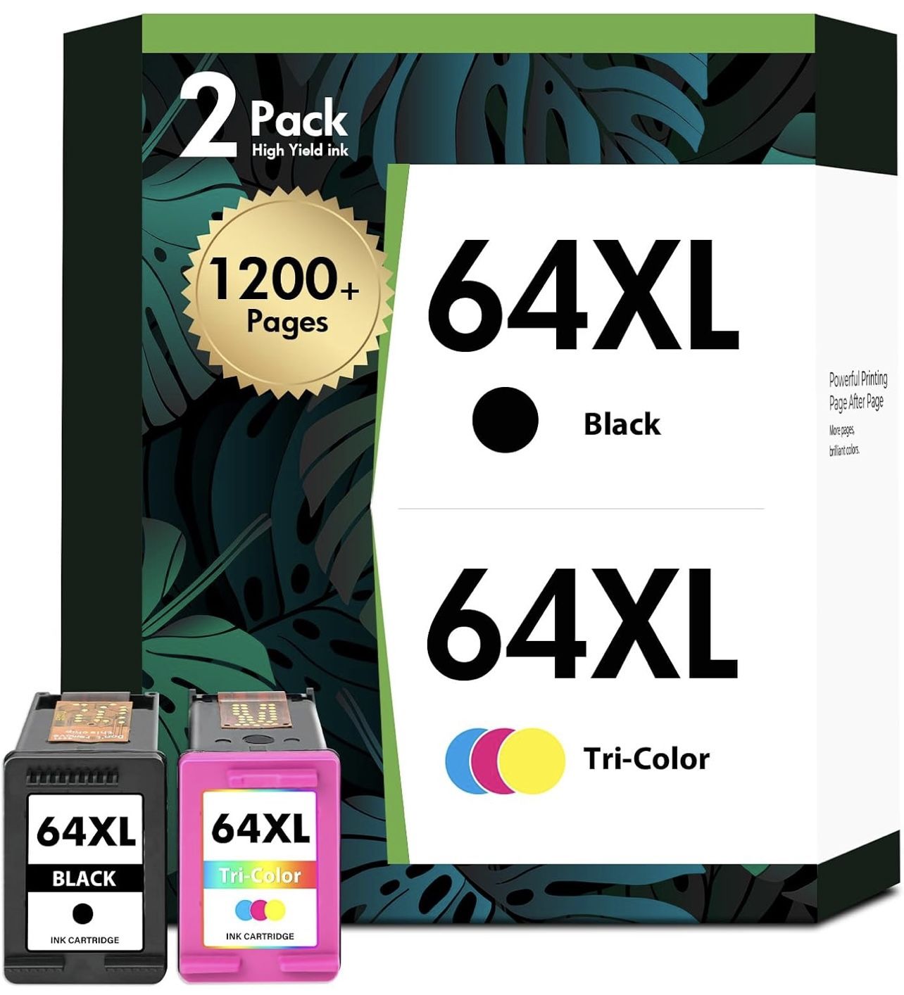 64XL 64 Black and Color Ink Cartridge Combo Pack Envy 7e for HP Printers Envy Photo 7 7155 7800 Inspire 7900e Series 7200e 7255e Tango