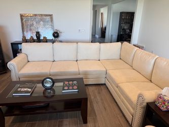 Like NEW Harper & Bright Designs 118” Oversize Convertible Chenille Sectional Sleeper (Seats 6) + 3-Yr Warranty Price: $999 or best offer.