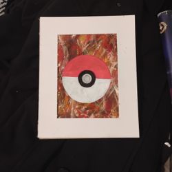 Acrylic Painting Of A Pokeball From Pokemon Series. Limited Collectors Item. Rare