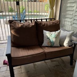 Outdoor Loveseat - Sturdy Metal Frame + Cushions MUST GO BY DEC 7TH