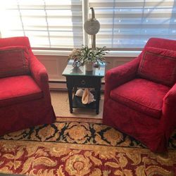 Red Couches And Armrest Chairs
