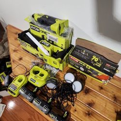 Ryobi 18V Hybrid LED Cable Light,  PEX Pinch Clamp Tool, 'HP' Sawzall, Batteries, Charger