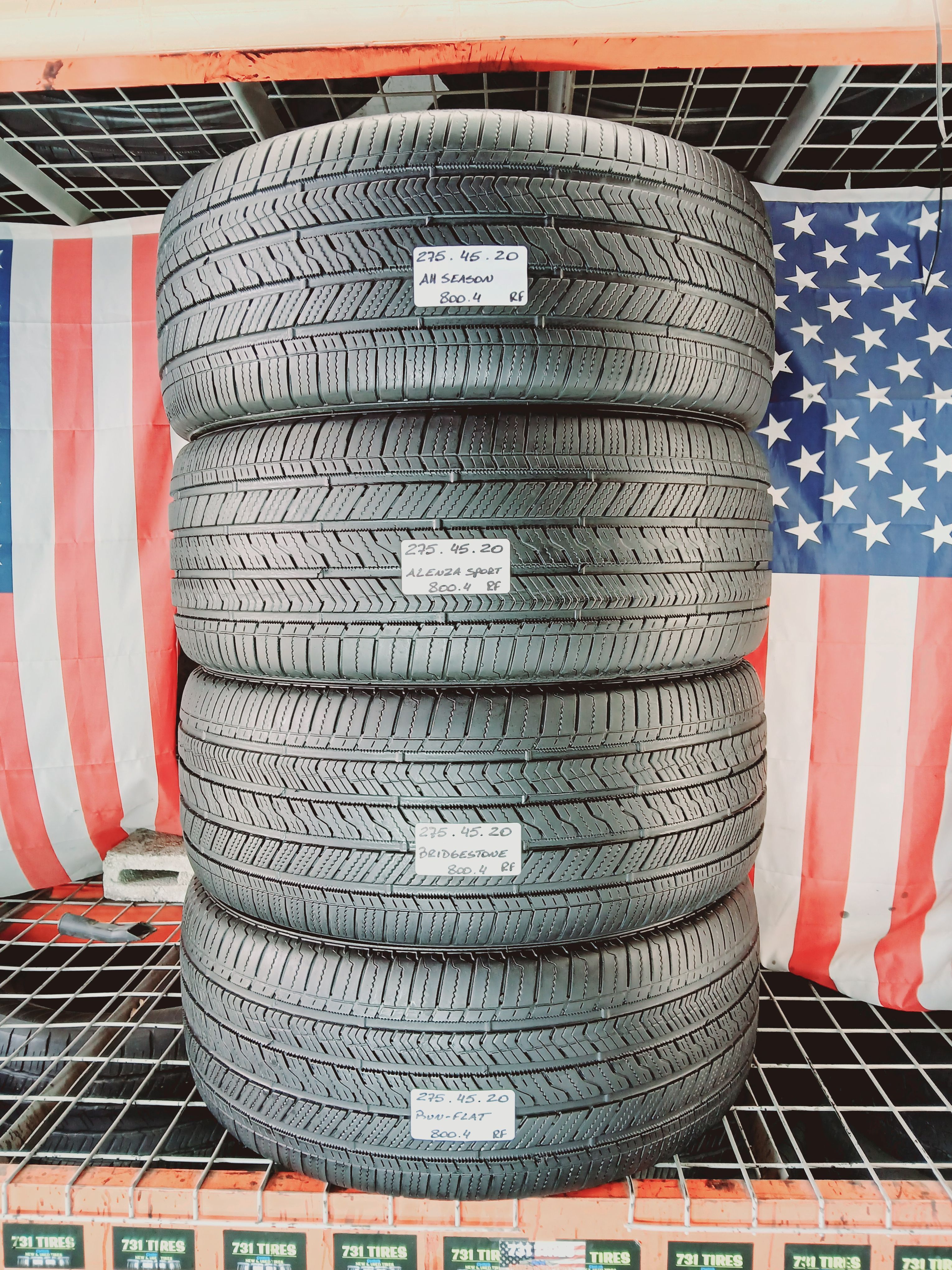 Set of 4 Used Tires 275/45RF20 BRIDGESTONE ALENZA RSC RUN FLAT 275 45 ...