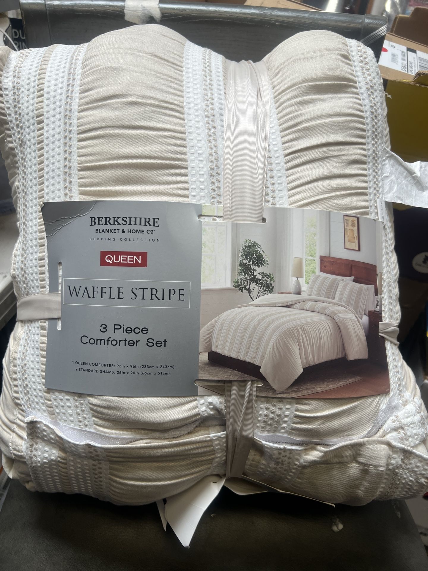 Berkshire Life Waffle Stripe 3-piece Comforter Set