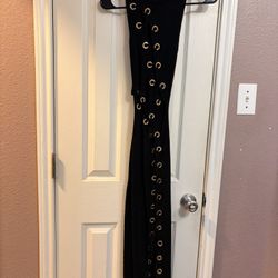 Hera Collection Sexy Open/ Ribbon Tied Black Dress 