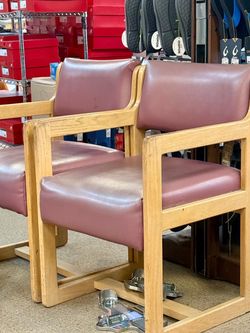 Wood Frame Armchair with Vinyl Upholstery