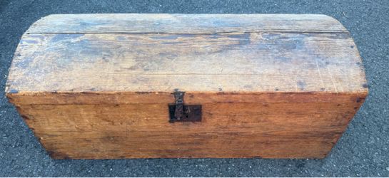 Antique Wooden Dome Top Wooden Storage Chest Box.