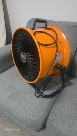 16 in. 3-Speed Drum Floor Fan in Orange High Velocity Turbo