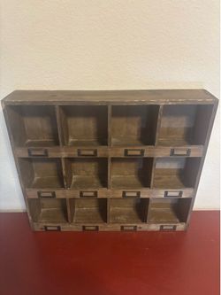 Rustic Wood Cubby Shelf / Mail Sorter Organizer