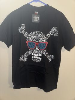 Stussy Vintage Black Skull Y2K T-shirt Size Medium