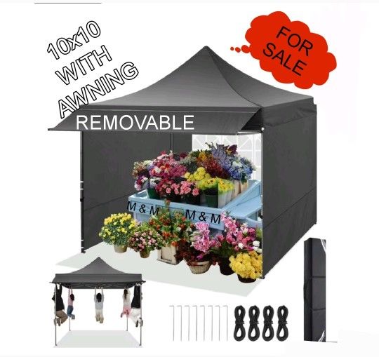 10x10 Pop Up Canopy Heavy Duty Party Tent with Removable