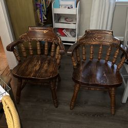 2 Vintage Wooden Chairs 